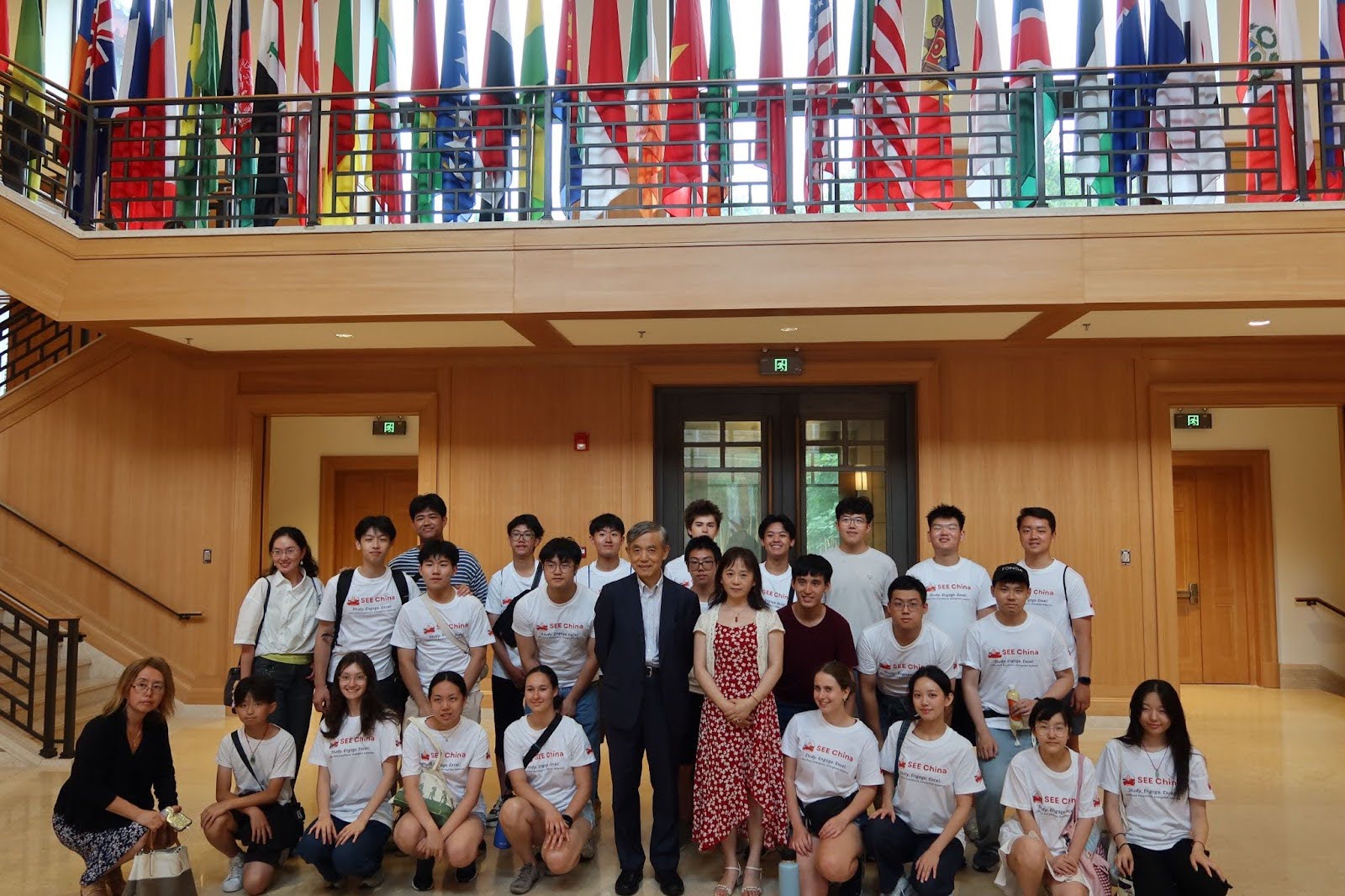SEE China students with Dean Xue Lan at Schwarzman College, Tsinghua University on July 3, 2025