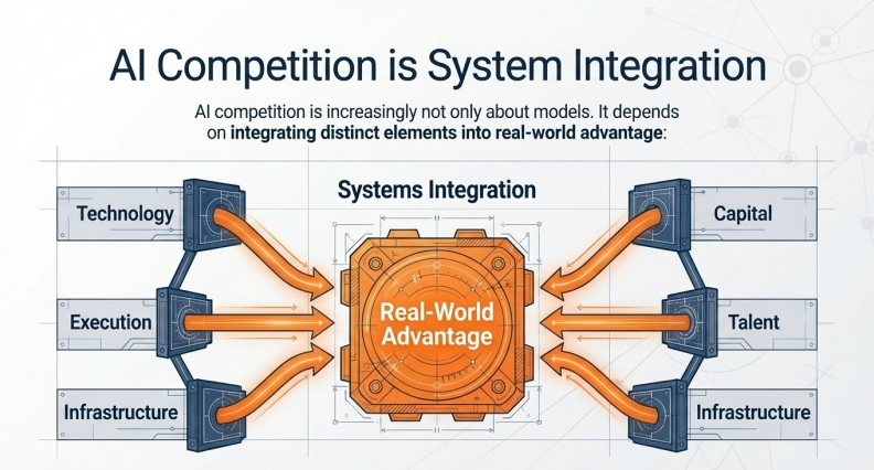 AI competition as system integration across technology, capital, talent, infrastructure, and execution