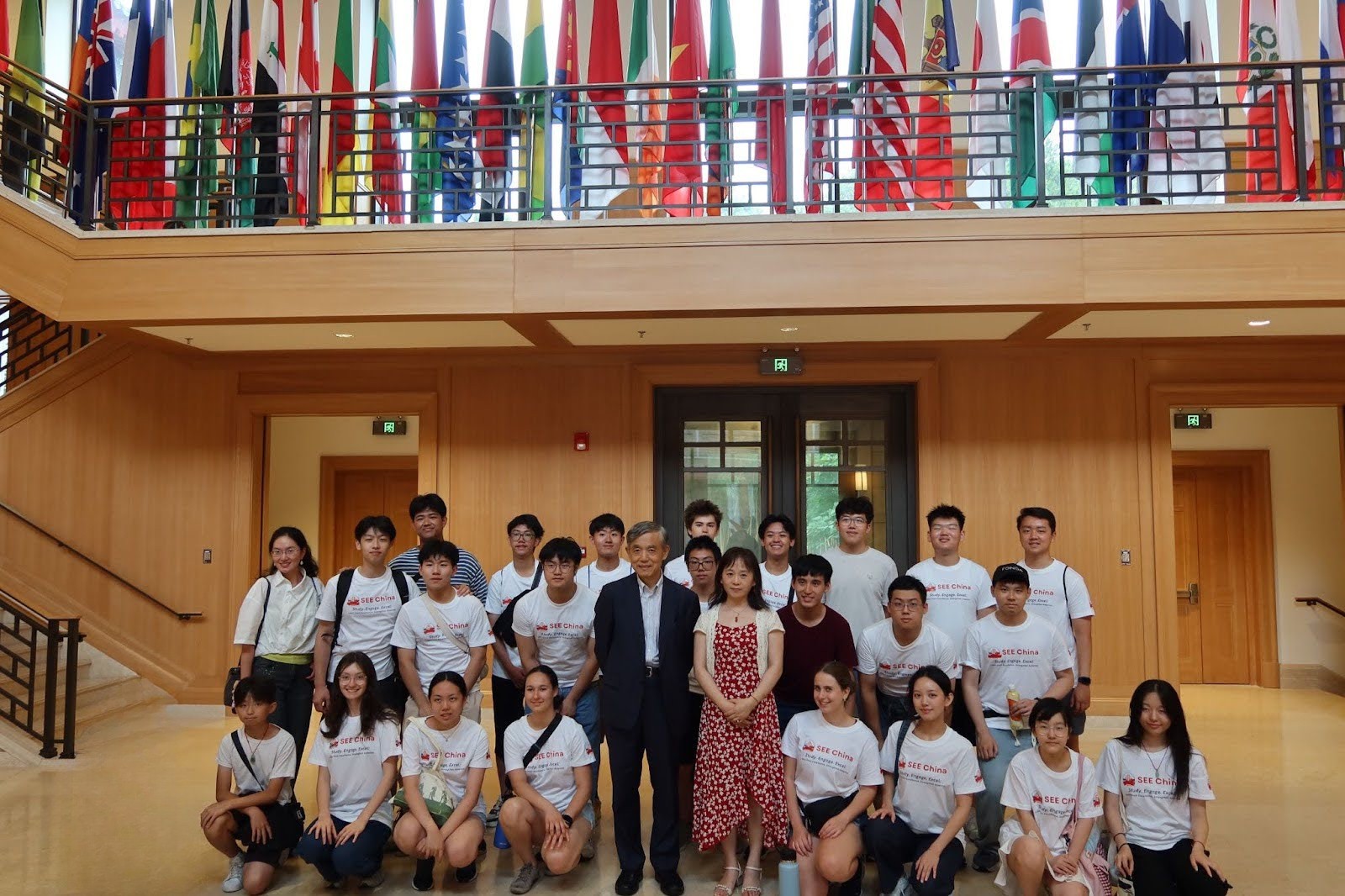 SEE China students with Dean Xue Lan at Schwarzman College, Tsinghua University on July 3, 2025